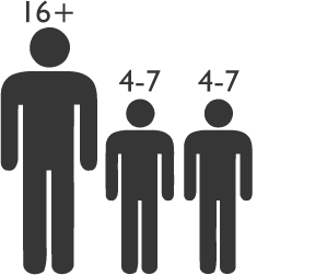 An adult and two children