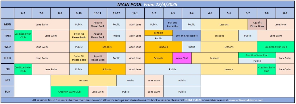 Active Crediton - Pool Timetable - Active Mid Devon