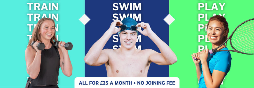 Train. Swim. Play. student summer membership offer.